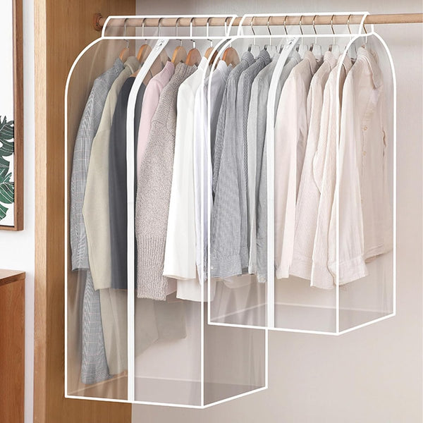 2 stuks afdekking kledingstandaard, 60 x 50 x 90 cm / 60 x 50 x 110 cm, doorschijnend anti-stof kledingbeschermhoezen, stofdicht, vocht, verlengde riem, ter bescherming van kledingopslag