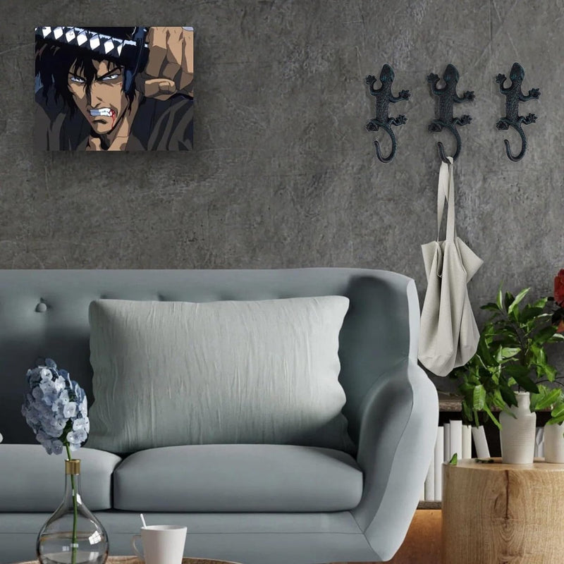 3 stuks Gecko garderobehaken, rustieke garderobehaken, gietijzeren wandhaken, vintage met schroeven, kledinghaken, muur om op te hangen, kleding, sleutels, hoeden, tassen, zwart-groen