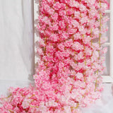 Set van 2 kersenbloesemdecoratie kunstbloemenslinger nepbloemdecoratie geschikt voor huwelijksboogdecoratie kamer hangende decoratie eettafel achtergrondmuur (roos)