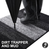 Indoor Dirt Trapper Mat, Antislip Deurmat, Machinewasbaar, Robuuste Deurmat, Absorberende Deurmat voor Honden, Ingang, Voordeur (60 x 90 cm, Zwart)