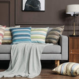 Set van 2 gestreepte kussenhoezen, kussenhoes, linnenlook, bankkussen, decoratieve kussenhoes, sierkussen, decoratieve bankkussenhoes voor bank, kantoor, bank, slaapkamer, woonkamer, 40 x 40 cm, koffie