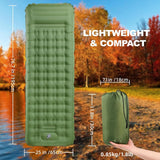 Zelfopblazende slaapmat, campingluchtmatras met voetperspomp en kussen, opblaasbare slaapmat voor buiten, ultralicht waterdicht voor wandelen, buitenshuis, kamperen, reizen 195 x 65 x 12 cm - blauw