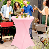 Set van 3 stretch-bartafelhoezen voor bistrotafels, diameter 80-85 cm, elegante versteviging in het voetgedeelte, stretch-covers roze hoezen voor bartafels en bistrotafels (80 x 110 cm, roze).