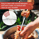 Barbecuespiesjes, roestvrij staal 40 cm, shish kebabspiesjes, roestvrij staal, platte vleesspiesjes, herbruikbaar, lange kebabspiesjes met houten handvat voor vlees, groenten, vleesspiesjes, barbecue