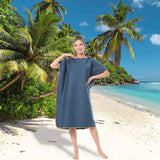 Surf poncho voor dames heren volwassenen jongeren, ultralicht en sneldrogend, badponcho handdoek, van microvezel, ook als omkleedhulp strand (donkerblauw)
