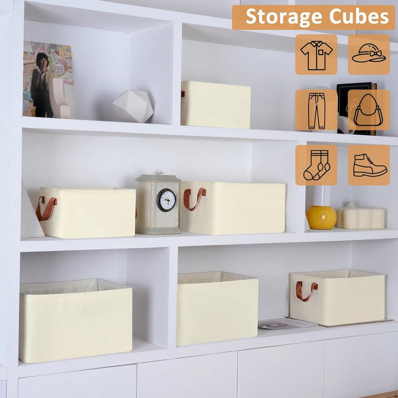 Opbergbox set van 2, opvouwbare opbergmand, Oxford stof 36x26x20 cm, organizerbox voor kledingstaatdozen, opbergrekken, kasten (beige)