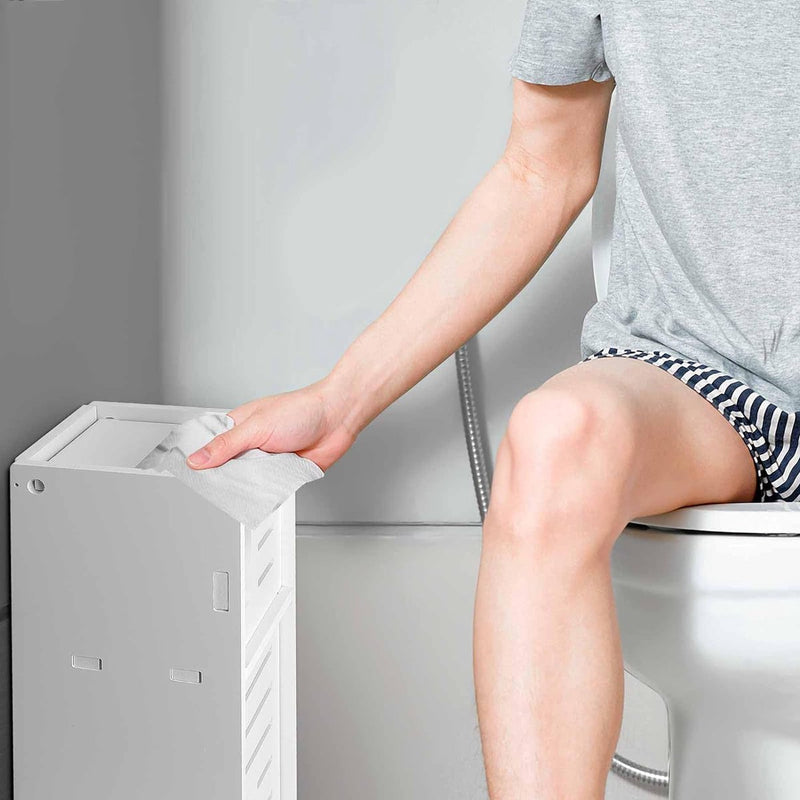 Toiletpapierhouder, verchroomde toiletpapierhouder achter toiletopslag voor toiletkast, toiletpapierhouder met toiletpapierhouder