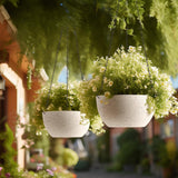 Bloempot, hangend, plastic, set van 2, diameter 25 cm, hangpot voor planten, wit, bloemenhanger met haak, rond, groot, voor binnen en buiten, decoratie, hangpot voor planten voor thuis, kantoor