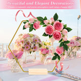 6 stuks metalen ringen om te knutselen, 20 cm zeshoekige decoratieve metalen ring met 6 houten standaarden, gouden draadringen om te knutselen, metalen decoratieve ringen voor doe-het-zelf handwerk, bruiloft, feest, tafelversiering