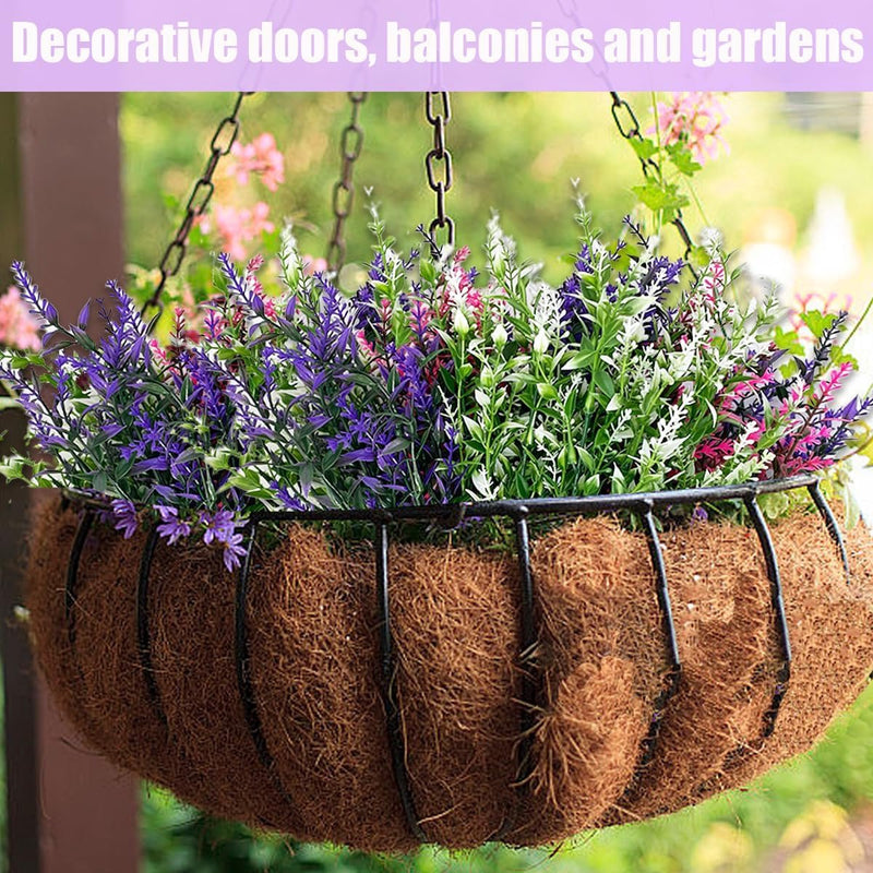 Kunstbloemen, 9 boeketten kunstbloemen zoals echte lavendel, kunststof nepbloemendecoratie, kunststof uv-bestendig, voor outdoor indoor balkon, tuin, grafdecoratie.