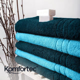 Set van 2 saunahanddoeken, 80 x 200 cm, van 100% katoen, XXL-saunahanddoek, zacht, groot, badstof, sneldrogend, petrol/turquoise