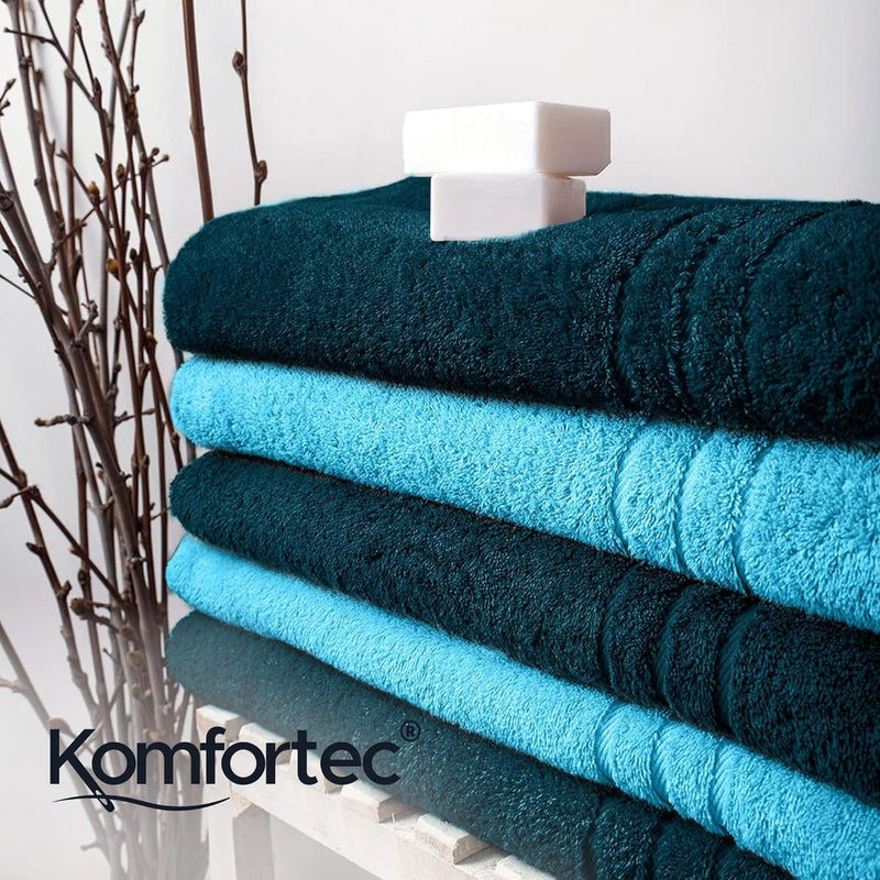 Set van 2 saunahanddoeken, 80 x 200 cm, van 100% katoen, XXL-saunahanddoek, zacht, groot, badstof, sneldrogend, petrol/turquoise