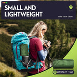 Reis-isomat, luchtmatras, zelfopblazend, verdikte opblaasbare isomat, camping met voetpers, pomp, opblaasbaar luchtmatras, ultralicht, isolatiemat met hoofdkussen, oogmasker, oordopjes