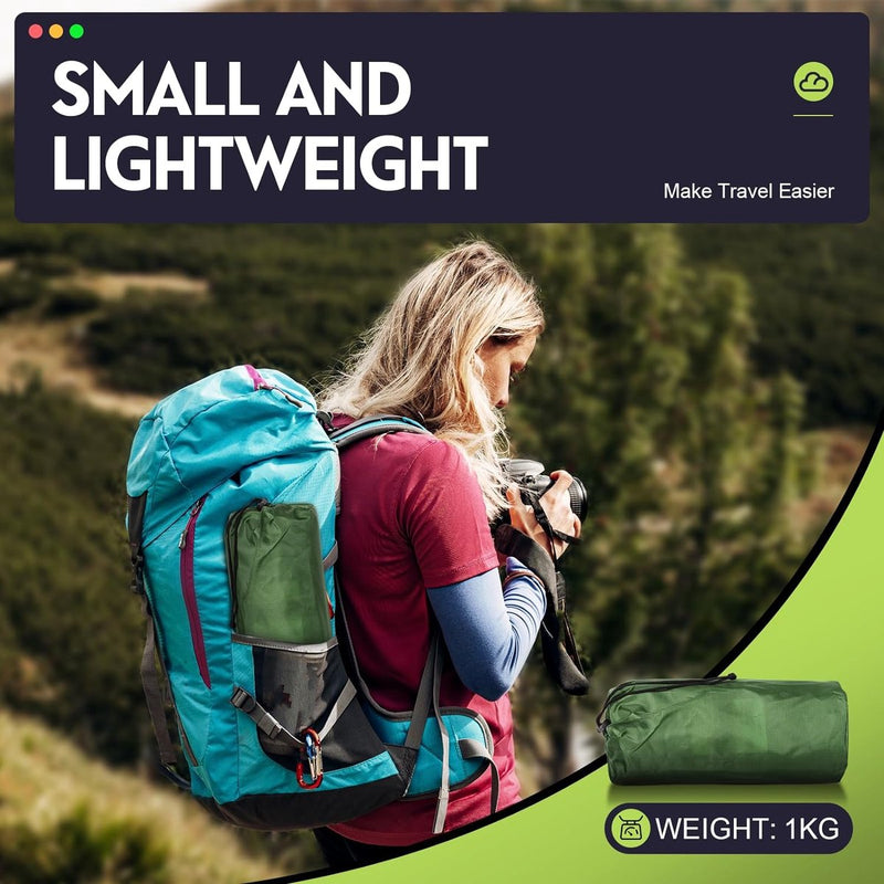 Reis-isomat, luchtmatras, zelfopblazend, verdikte opblaasbare isomat, camping met voetpers, pomp, opblaasbaar luchtmatras, ultralicht, isolatiemat met hoofdkussen, oogmasker, oordopjes