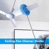 Reinigingsborstel, extra lange plumeau met 47 inch verlengstang voor reiniging, herbruikbare microvezel plumeau, plafondventilatorstofdoek voor hoge plafonds (blauw)