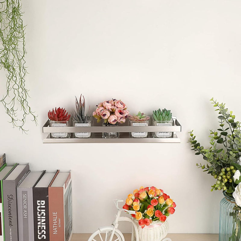 Set van 2 roestvrijstalen wandplanken van 40 cm met schroeven Plank Zilveren wandplanken Wandplanken Decoratieve planken