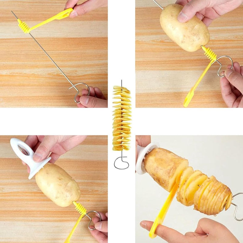 12 stuks spiraalsnijder, aardappelspiraalsnijder, aardappeltornado snijder, kan worden gebruikt voor aardappelgrillfeesten, frietjes, feestjes enz