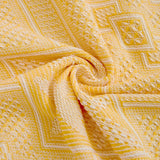 Bankdeken voor 2-zitsbank met decoratieve kwastjes, dubbelzijdige bankhoes banksprei voor bank en bed, ruitpatroon met bladeren en bloemen - geel, 180 x 230 cm