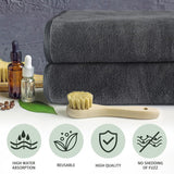 Set van 2 microvezelhanddoeken, microvezelhaarhanddoek, pluizige microvezelbadhanddoek, microvezelhanddoeken voor haar, zachte en absorberende douchedoeken, 50 x 100 cm, donkergrijs