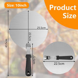 Pizzaschuiver, roestvrij staal, diameter 25 cm, pizzaschep, inklapbaar, houten handvat, pizzaschep, schuiver, geperforeerde pizzaschep met poetsdoek voor pizza, Flammkuchen, brood