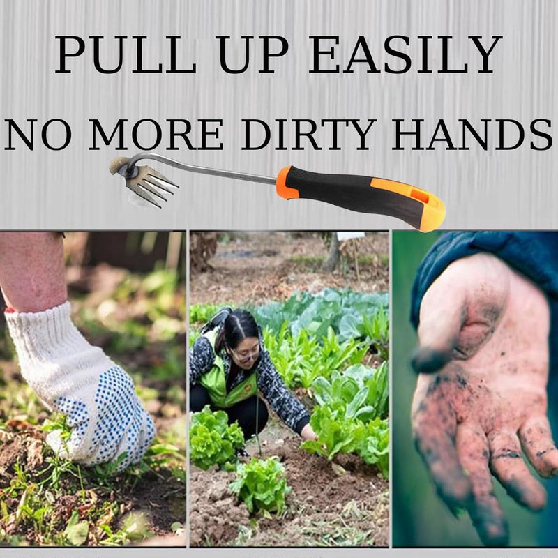 Tuinieren handonkruidsteker, onkruidverwijderaar, onkruidverwijderaar met steel, voegenkrabber met steel, tuinhark, traditionele tuinhark, onkruidjager.