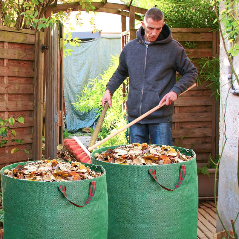 Tuinafvalzak, 2 x 120 liter, zelfstaande tuinzak met 4 handgrepen, robuust en waterdicht, stabiel, robuust en opvouwbaar, grote afvalzak voor gras, bladeren, heg, tuinafval