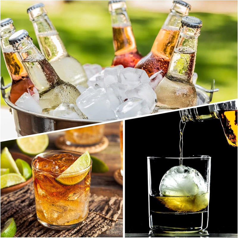2 stuks siliconen ijsblokjesvorm, groot, 8-voudige ijsblokjeshouder met bol, ijsbolvorm, ijsbolvorm, voor gekoelde cocktails, whiskydranken