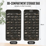 Sieradenorganizer voor het ophangen van sieradenopslag Hangende sieradenorganizer Hangende opbergrol met hanger Sieradenorganizer Tas Reistas voor ringen Oorbellen Kettingen Zwart