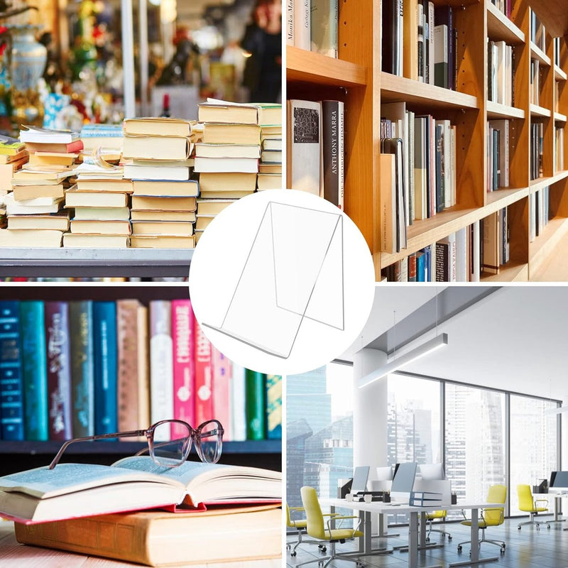 5 stuks acryl boekensteun, boekenstandaard, brochurestandaard, boekenstandaard, acrylstandaard, 13 x 11,5 x 10 cm, transparant, goederendrager, schuine standaard, brochurehouder