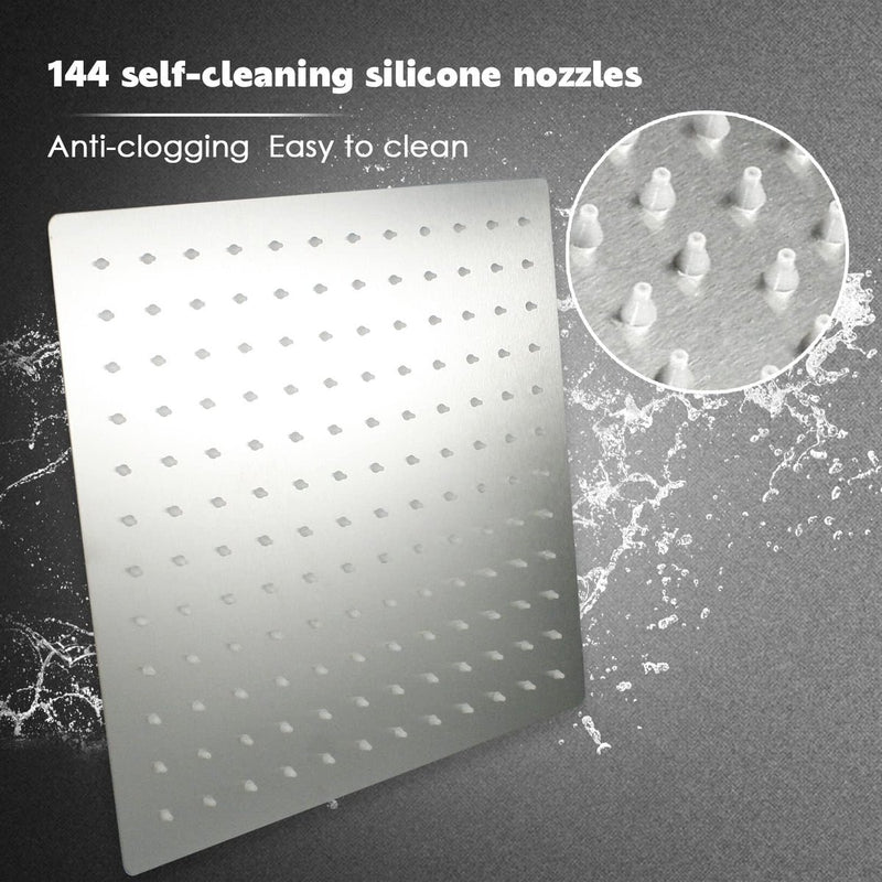 Regendouche 12 inch regendouchekop, vierkante inbouwdouchekoppen, douchekop, waterval, regendouche van roestvrij staal met anti-kalk sproeiers