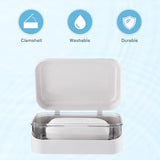 Zeepkist met deksel, zeepkist op reis Waterdichte zeepbakje met afvoer, draagbare rechthoekige zeepkist voor zeepkist op reis (wit)