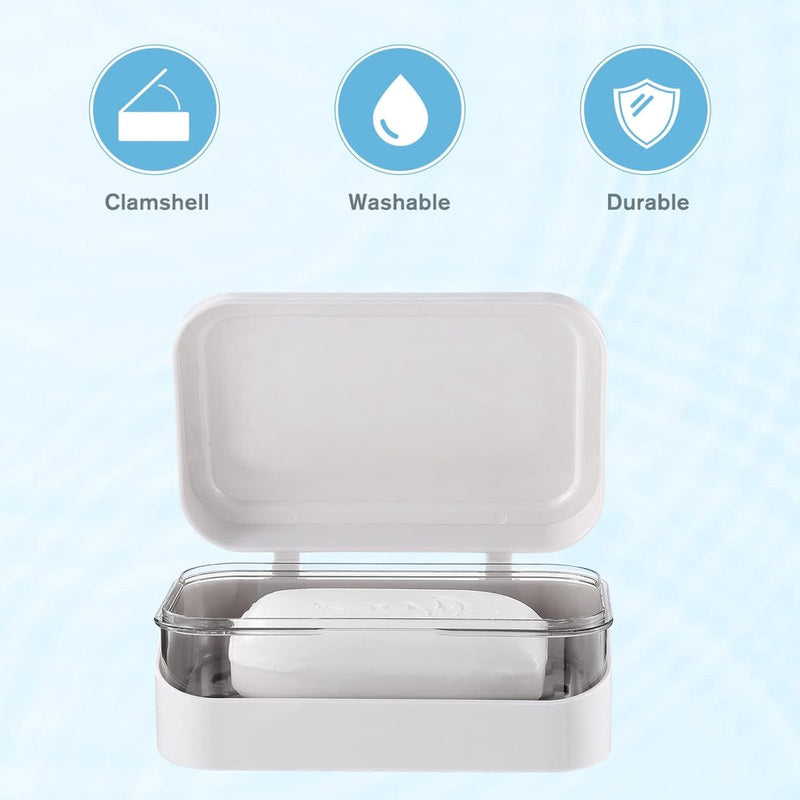 Zeepkist met deksel, zeepkist op reis Waterdichte zeepbakje met afvoer, draagbare rechthoekige zeepkist voor zeepkist op reis (wit)