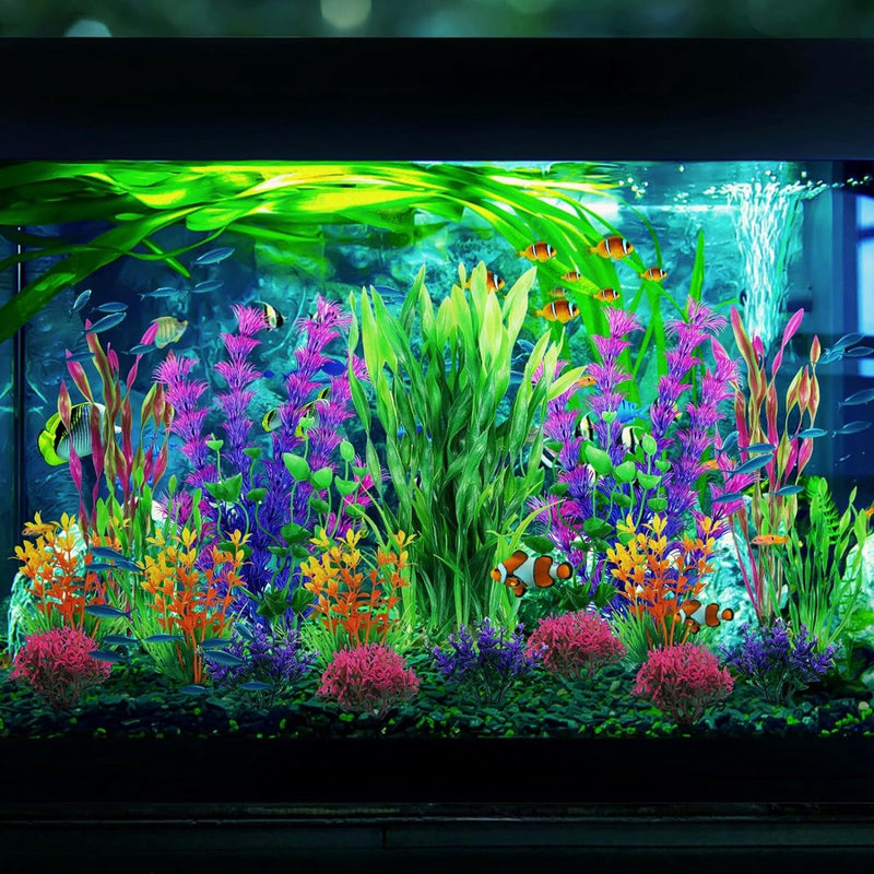 Pakket met 20 kleurrijke kunstplanten, aquariumdecoratie, terrariumplantdecoratie, voor aquaria, visaquariumdecoratieplant
