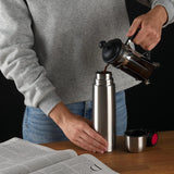 Thermosfles, 1 l, van roestvrij staal, lekvrije thermoskan met drinkbeker voor onderweg, isolatie van warme dranken, donkergroen