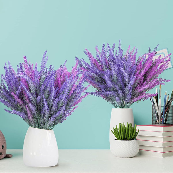10 stuks kunstbloemen, lavendelplanten, kunstbloemen, decoratie voor thuis, slaapkamer, tafel, kantoor, doe-het-zelf, feest, bruiloft, binnen- en buitendecoratie.