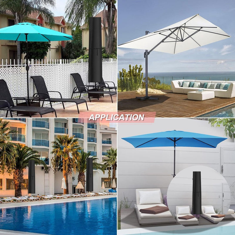Beschermhoes voor parasol, zweefparasol, beschermhoes voor 3m-5m, parasol, afdekking, waterdicht, met stang voor 300 cm, 400 cm, 500 cm, zweefparasol, standaard, 280 x 50/60 cm