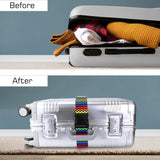 2 stuks kofferriem met 2 bagagelabels, kofferband, riem, kleurrijk, bagageriem, reisaccessoires, suitcase riem, verstelbare multifunctionele bagageriem voor koffer, riem, kofferriem, golf