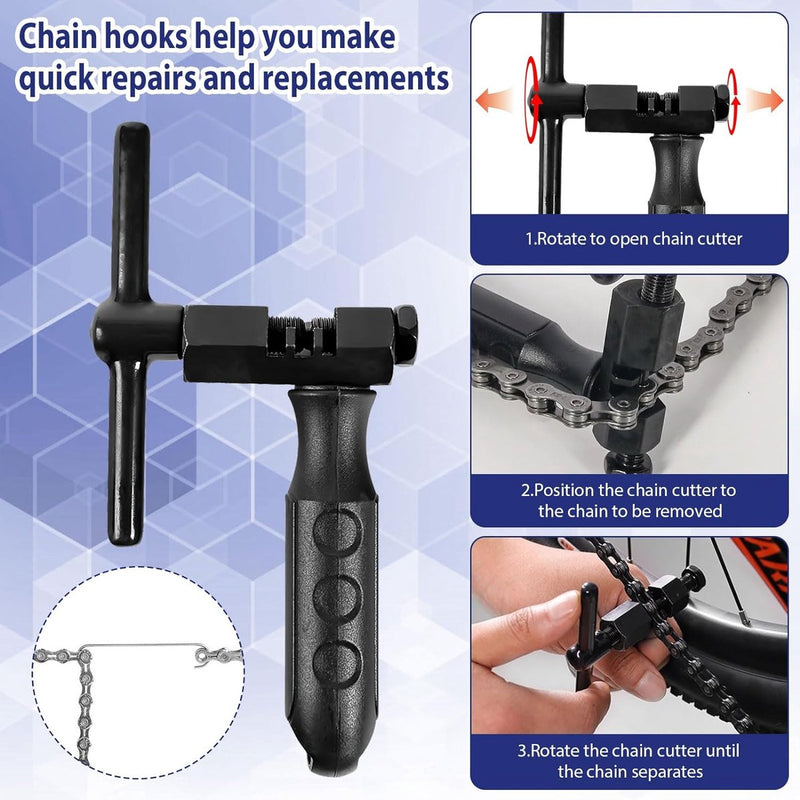 Fietskettinggereedschap, 10 stuks, fietsreparatieset voor 6/7/8/9/10 snelheidsketting, kettingklinknagel, ketting, schakeltang, kettingleuning, fietskettingen, klinknagels voor universele fiets