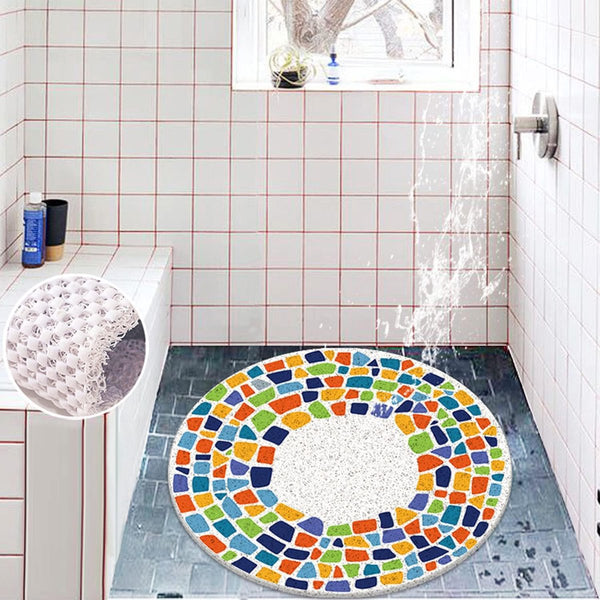 Douchemat, antislip, 60 x 60 cm, veiligheidsbadmat, comfortabel, zacht, met afvoergaten, luffa-pvc, massagemat voor natte ruimtes, sneldrogend, digitale print