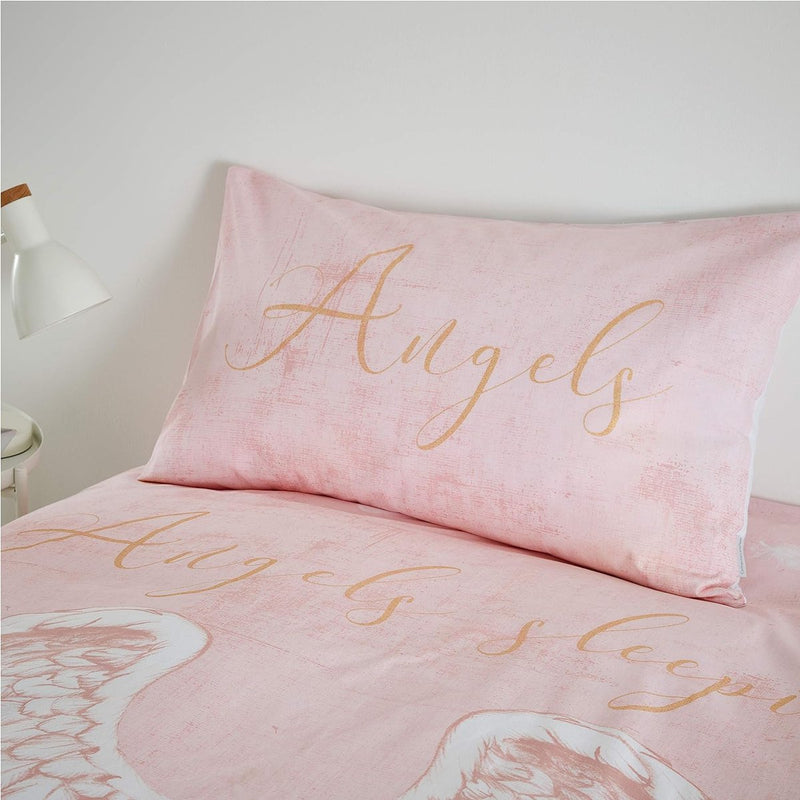 Engelenvleugels, 52% polyester, 48% katoen, roze, kingsize