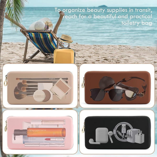 Make-upkwastenhouder, draagbare make-uptas, organizer voor op reis, grote make-uptas, make-uptas, cosmeticatas, organizer (zwart)