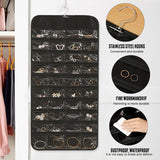 Sieradenorganizer voor het ophangen van sieradenopslag Hangende sieradenorganizer Hangende opbergrol met hanger Sieradenorganizer Tas Reistas voor ringen Oorbellen Kettingen Zwart