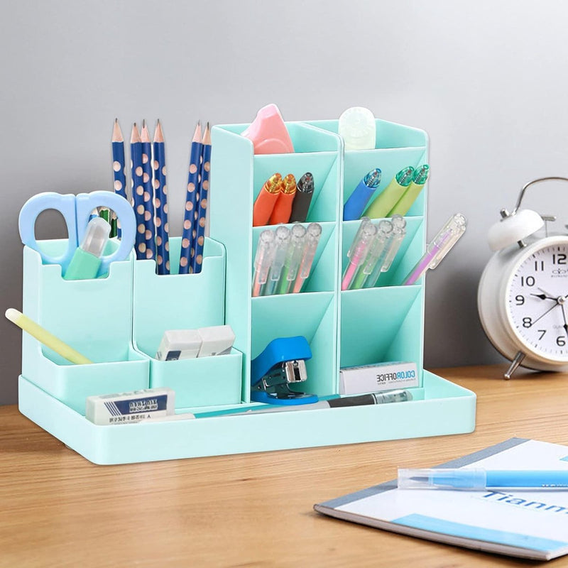 Pennenhouder, organizer, pennenhouder, bureau, kinderbureau-organizer, multifunctionele pennenhouder voor jongens en meisjes, bureau-organizer, kantoor en school, groen