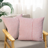 Set van 2 kussenhoezen 40x40 katoenlinnen kussenhoes bankkussen strepen decoratief kussen boho decoratieve kussenhoezen decoratieve kussenhoezen voor bank woonkamer slaapkamer buitenkussen 40x40 rood
