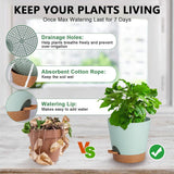 Bloempot, 20,3 cm, kunststof bloempot met irrigatiesysteem, plantenpot, set van 2, modern, voor binnen en balkon, tuin, planten, vetplanten, cactus (groen)