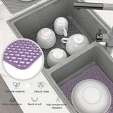 34,5 x 34,5 cm, siliconen gootsteeninzet, inklapbaar, antislip spoelbakmat, spoelbakmat met reinigingsborstel (34,5 x 34,5 cm, paars))