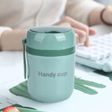 Geïsoleerde soepcontainer voor kinderen, 17 oz, voedselthermos-lunchbox met opvouwbare lepel, roestvrijstalen vacuümlunchbox met brede opening, voor warm/koude gerechten, reizen, groen