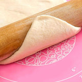 Siliconen bakmat deegrol siliconen mat zeer grote deegmat voor fondantdeeg pizza bakmatten (70 x 50 cm en deegsnijder) roze