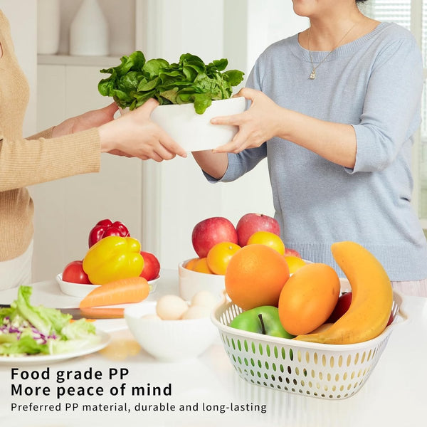 8-delige multifunctionele keukenzeefset, 2-in-1 keukenzeef, keukenvergiet, pastazeef, kunststof dubbellaagse afvoermand, rijstwaskom met zeef, gootsteenzeef voor fruit,