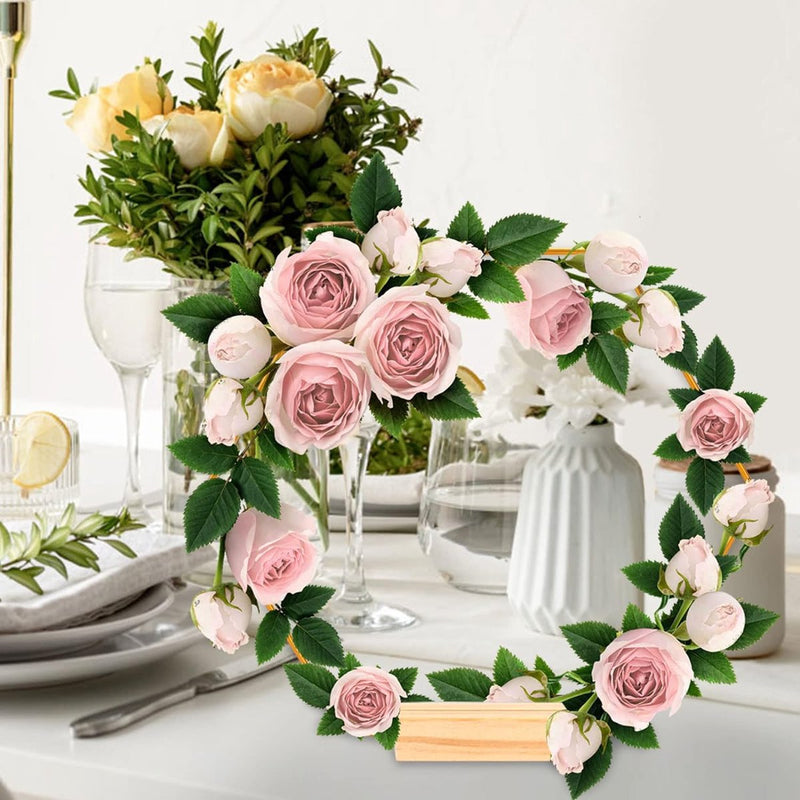 6 stuks metalen ringen om te knutselen, 20 cm zeshoekige decoratieve metalen ring met 6 houten standaarden, gouden draadringen om te knutselen, metalen decoratieve ringen voor doe-het-zelf handwerk, bruiloft, feest, tafelversiering